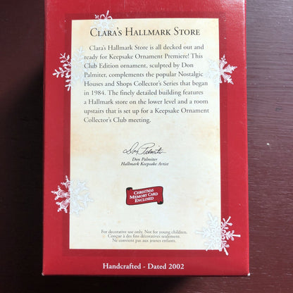 Hallmark, Nostalgic House, Clara&#39;s Hallmark Shop, Dated 2002 Keepsake Ornament, QXC4583*