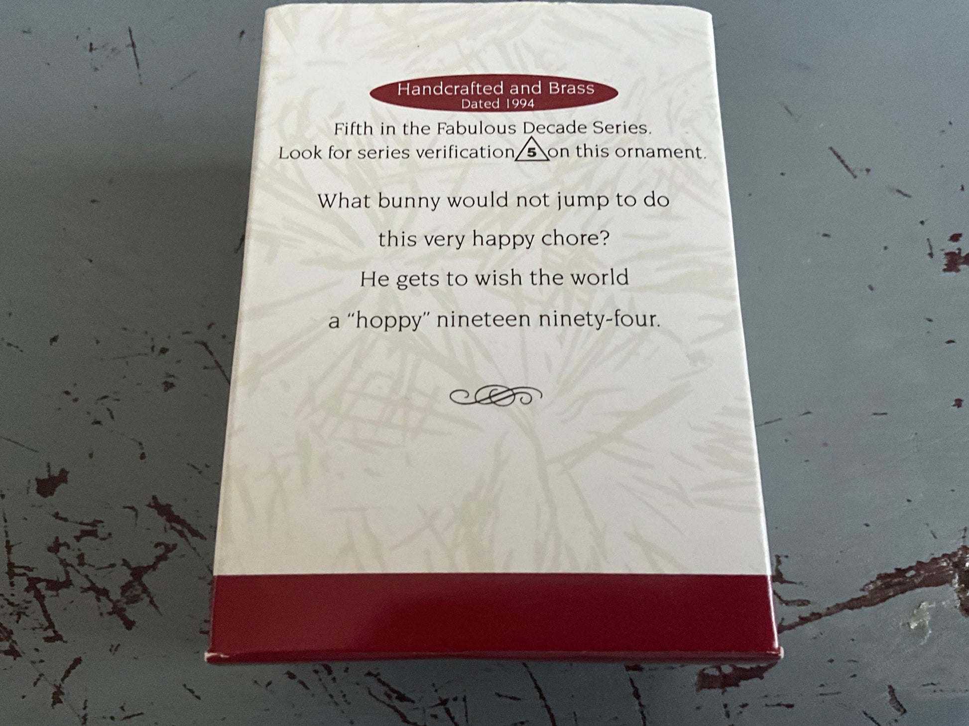 Hallmark Fabulous Decade 1994 #5 White Rabbit Kepsake ornament. QX526-3