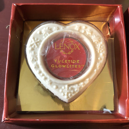 Heart and Star , Tea Lights, Lenox, Yuletide, Glowlites, 1/2 Inch Tea Light Candles Included