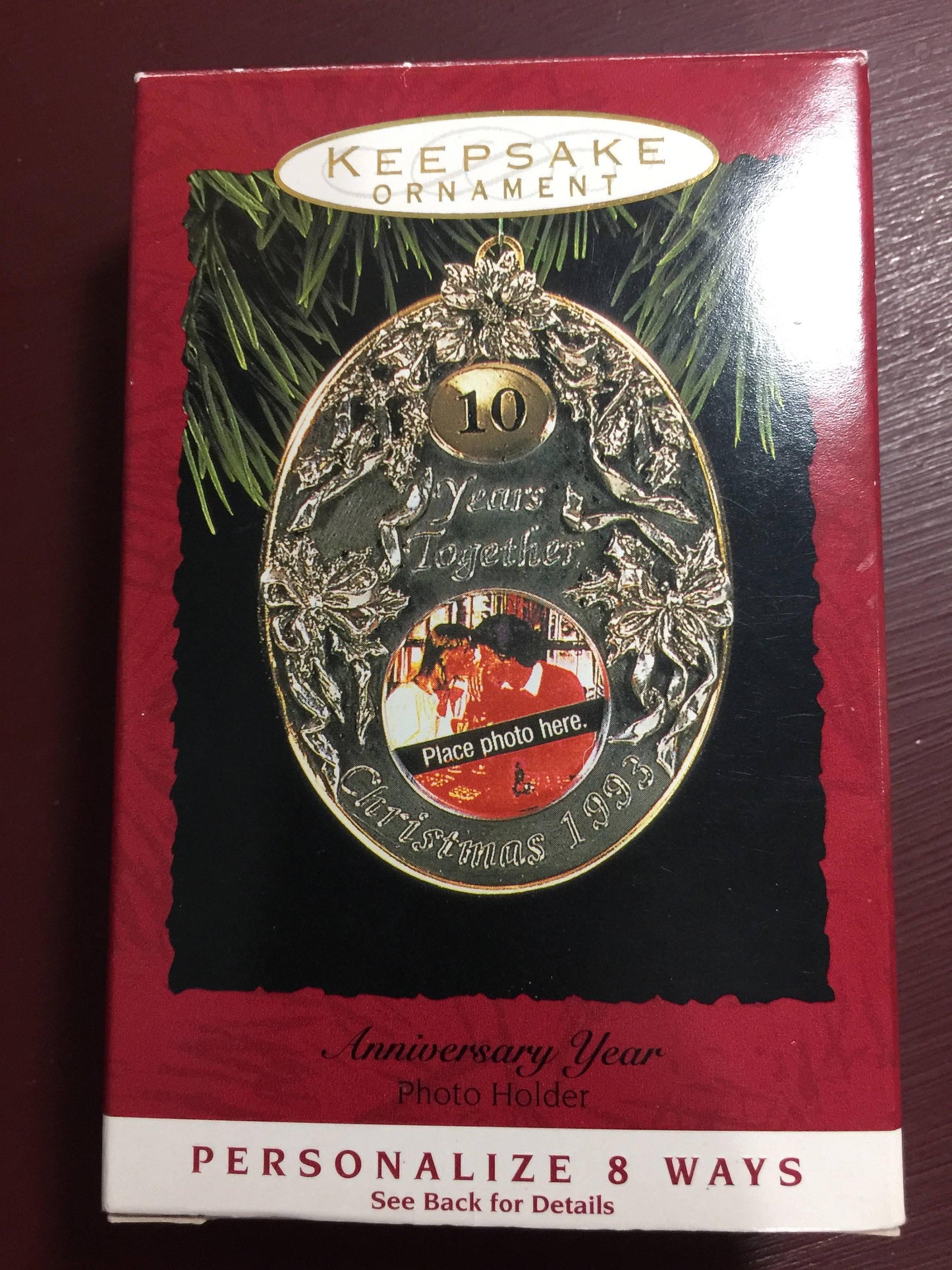 Hallmark Keepsake Ornament, &quot;Anniversary Year Photo Holder&quot; Vintage 1993 (personalize 8 ways!) QX5972