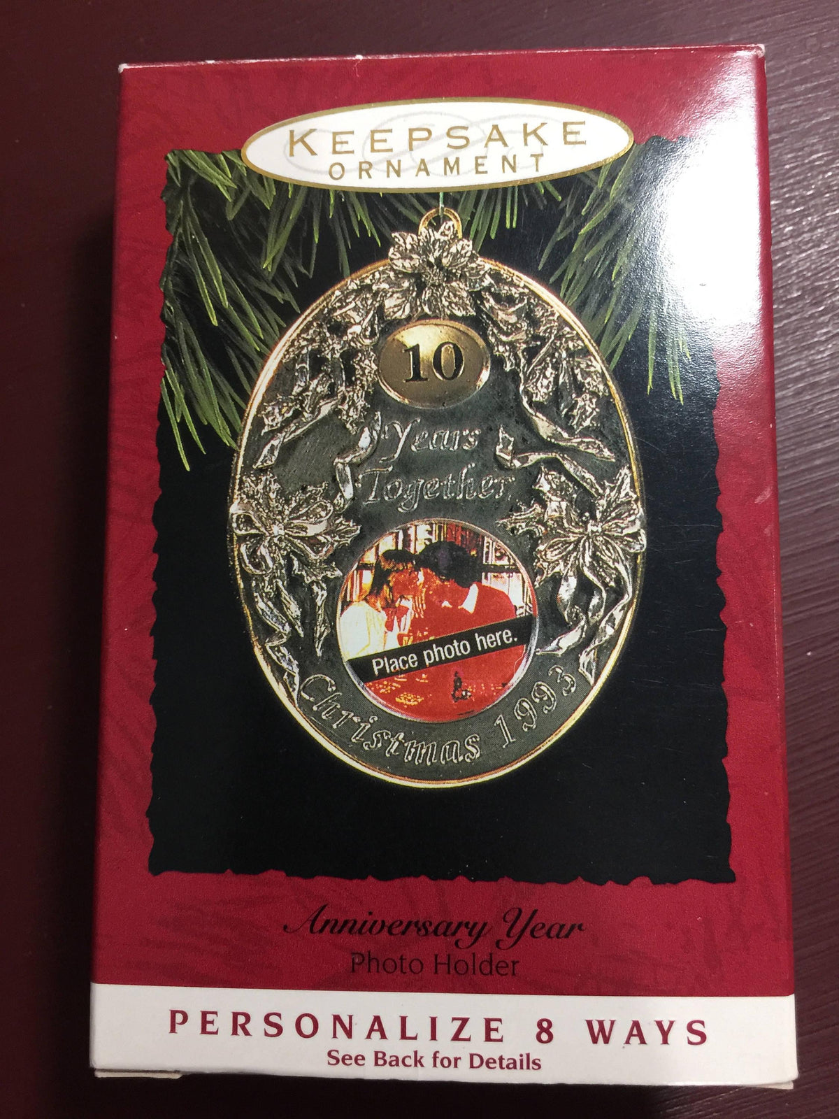 Hallmark Keepsake Ornament, "Anniversary Year Photo Holder" Vintage 1993 (personalize 8 ways!) QX5972