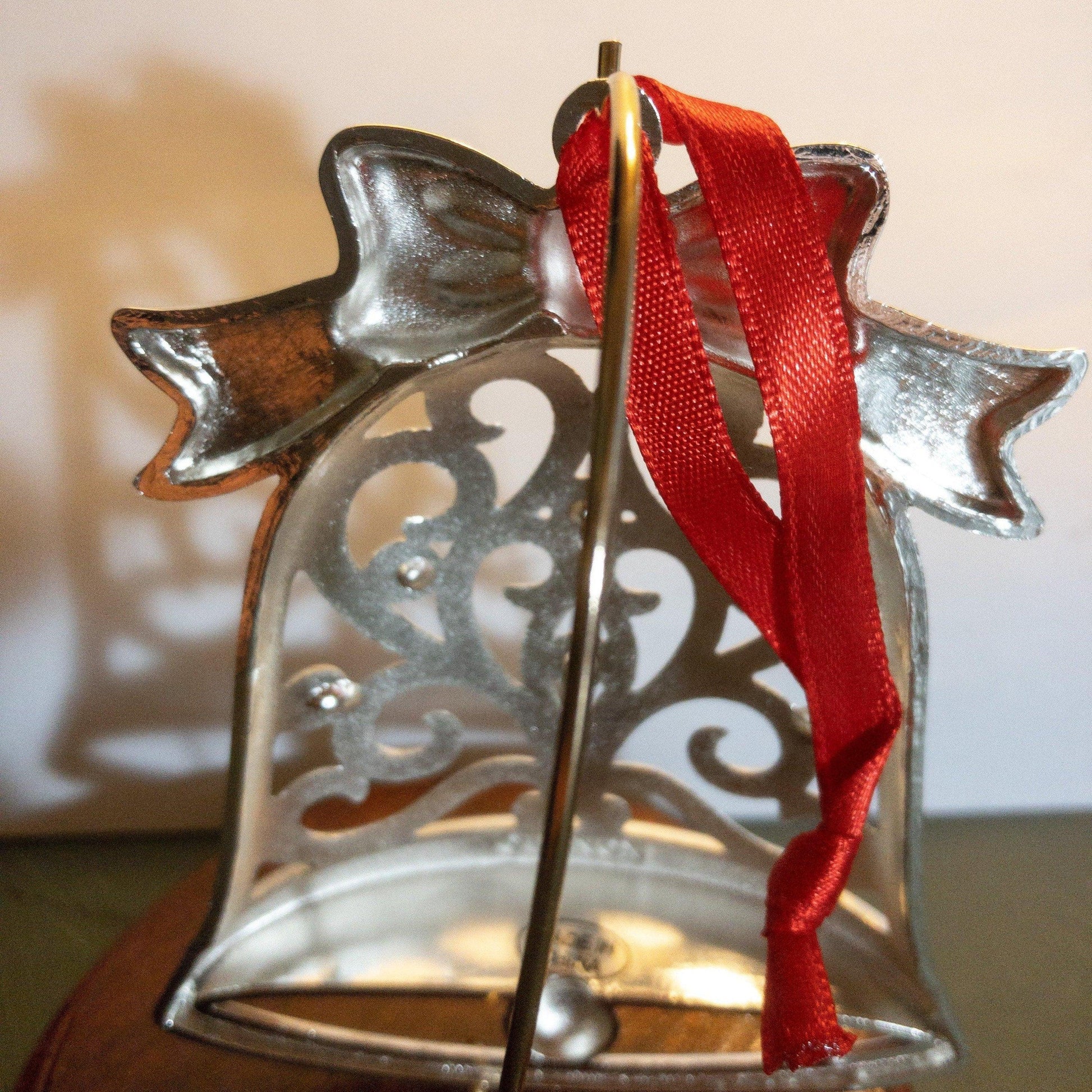 Lenox, Sparkle and Scroll, Multi-Crystal, Bell, Silverplate Ornament