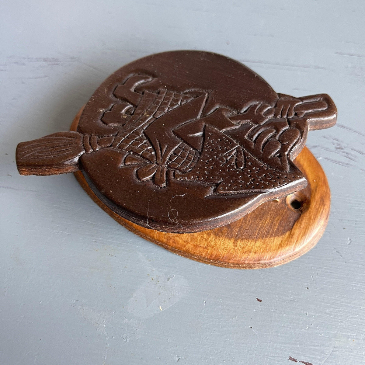 Witch On A Broom, Carved Wooden, Vintage, Halloween, Wallhanging with Clothespin Clip