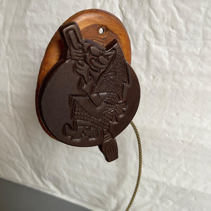 Witch On A Broom, Carved Wooden, Vintage, Halloween, Wallhanging with Clothespin Clip