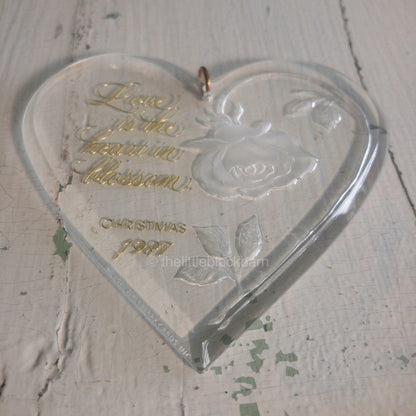 Hallmark, Heart In Blossom, Dated 1987,  Acrylic Keepsake Ornament, QX3727*