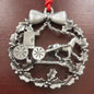 Horse and Buggy in a Wreath Pewter Christmas Ornament