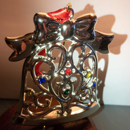 Lenox, Sparkle and Scroll, Multi-Crystal, Bell, Silverplate Ornament