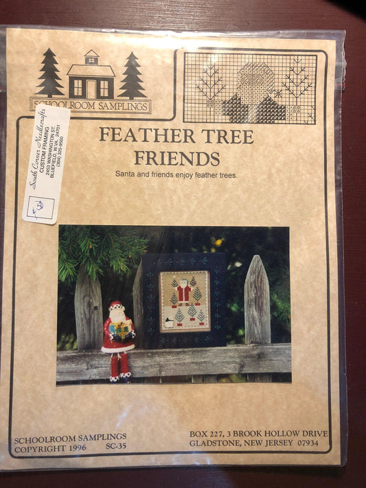 Schoolroom Sampling, Feather Tree Friends, Santa and Friends Enjoy Feather Trees, Vintage 1996, Counted Cross Stitch Pattern