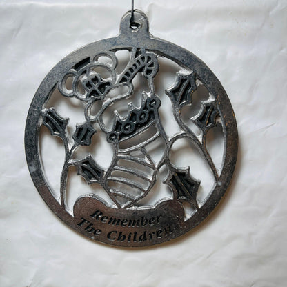 Pewter, Remember the Children, Merry Christmas, Dated 1983, Ornament