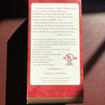 Hallmark, Angels Over Bethlehem, Lighted, Dated 2000, Keepsake Ornament, QLX7563*